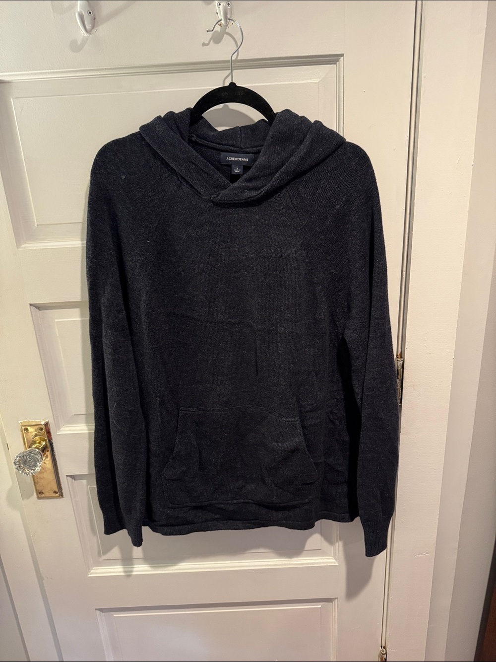 J. Crew Men's Charcoal Hooded Zip-Up Sweater